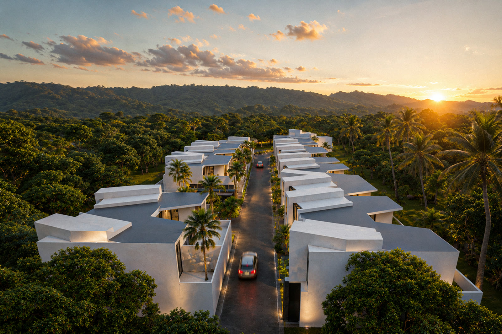 Aileen Rawai townhouse exterior at sunset