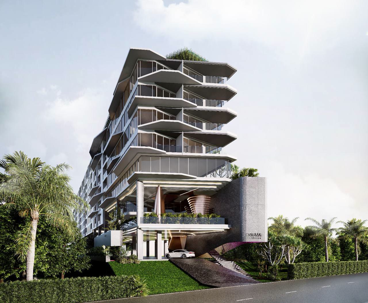 Pool and facade rendering for Enigma Residence