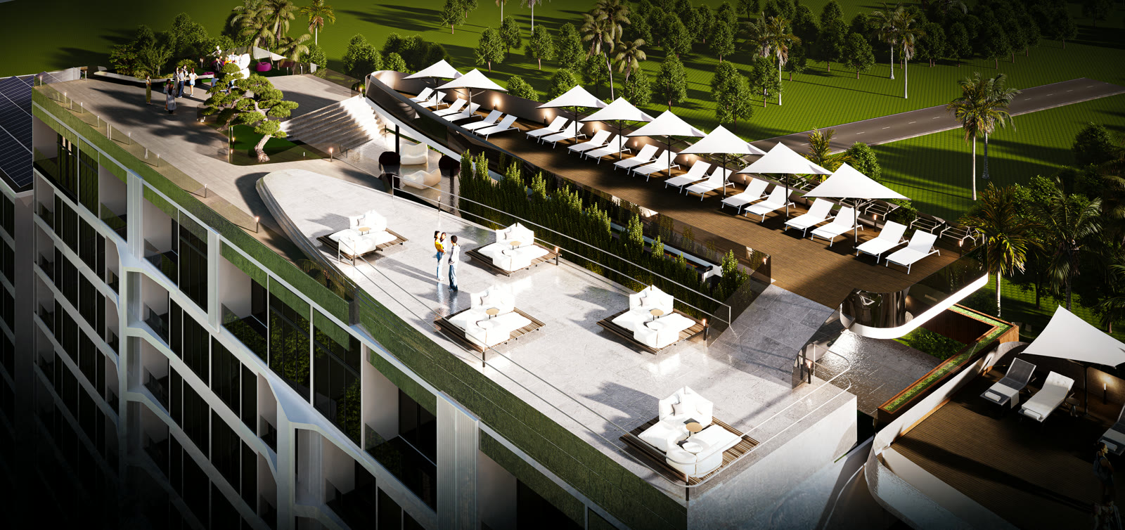 Rooftop facilities rendering for Enigma Residence