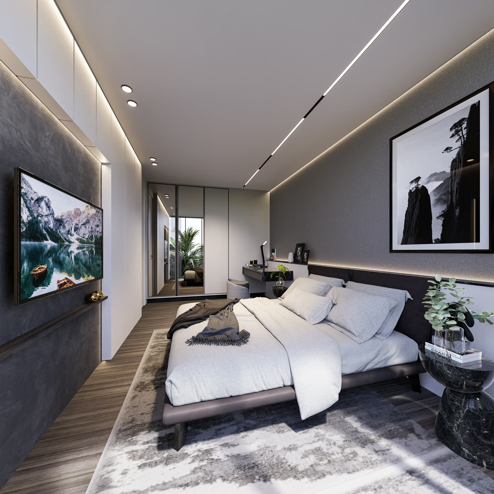 Second apartment interior rendering for Enigma Residence