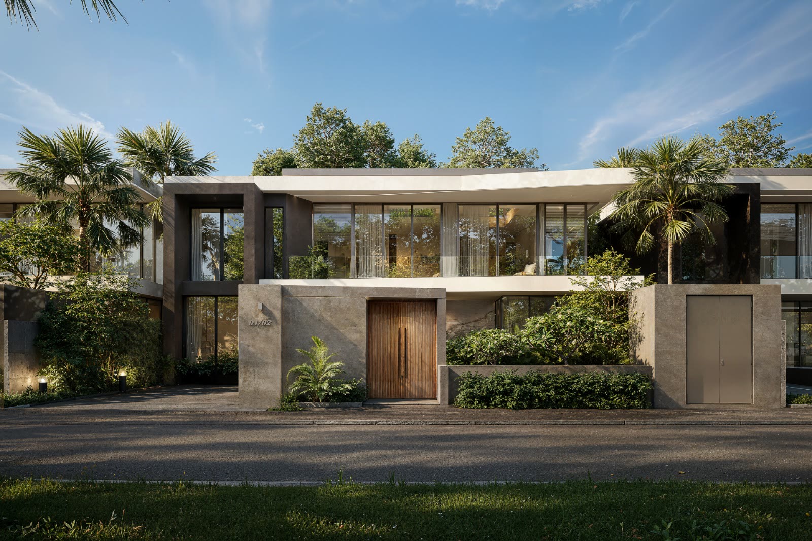 Villa facade rendering at Enigma Villas Naiharn