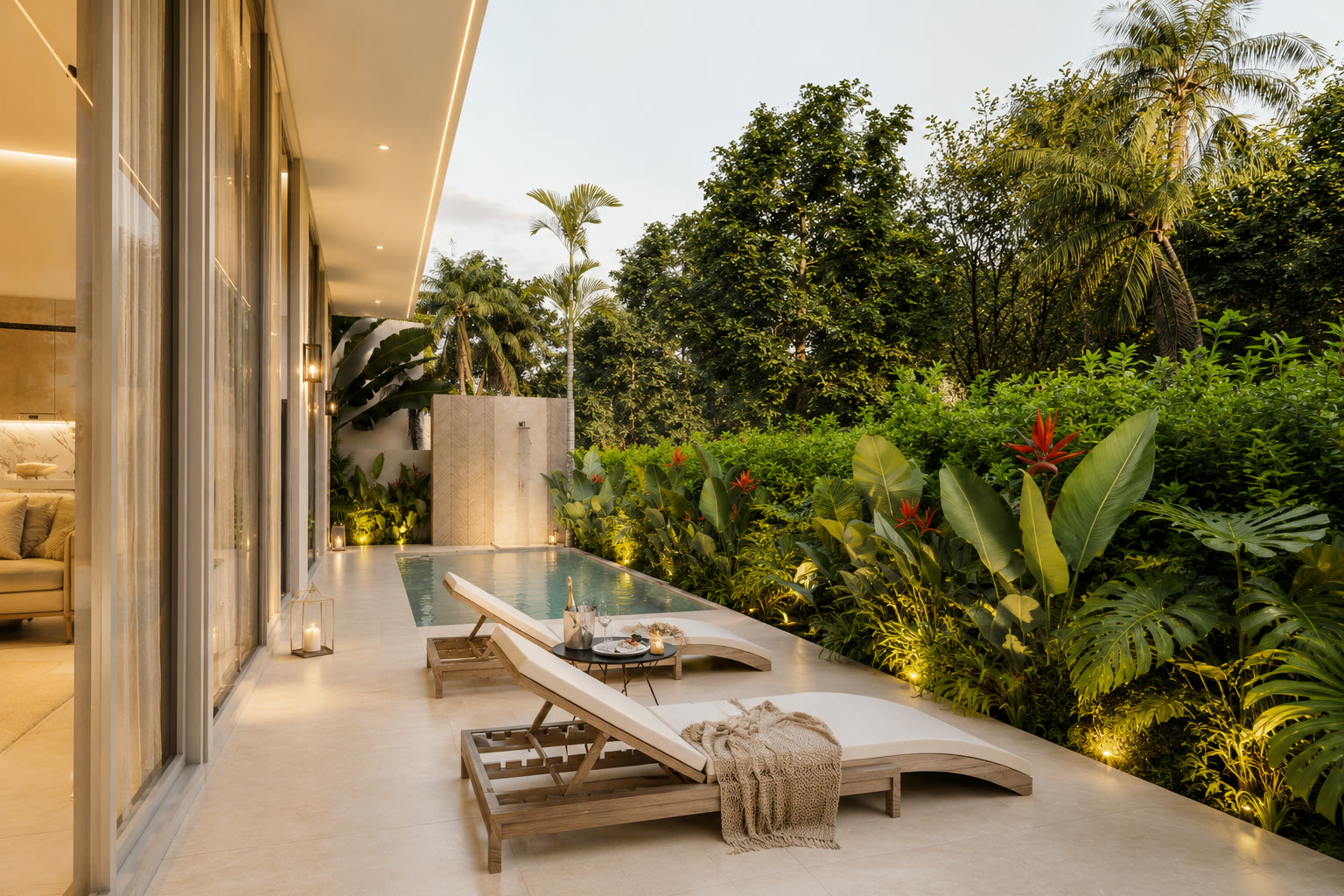 Open-plan interior rendering for Enigma Villas Naiharn