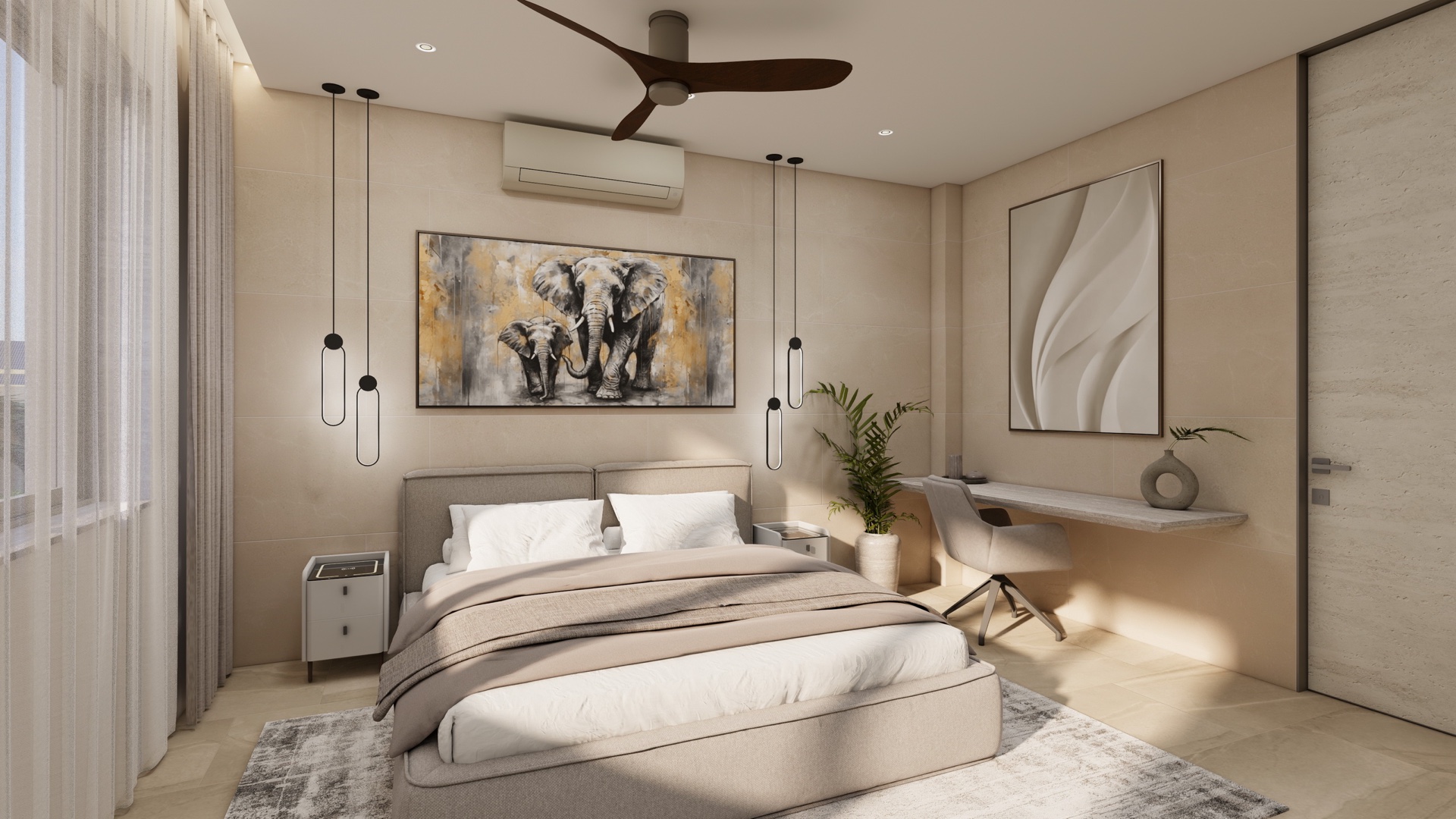 Bedroom rendering at Orbita Villa-Town