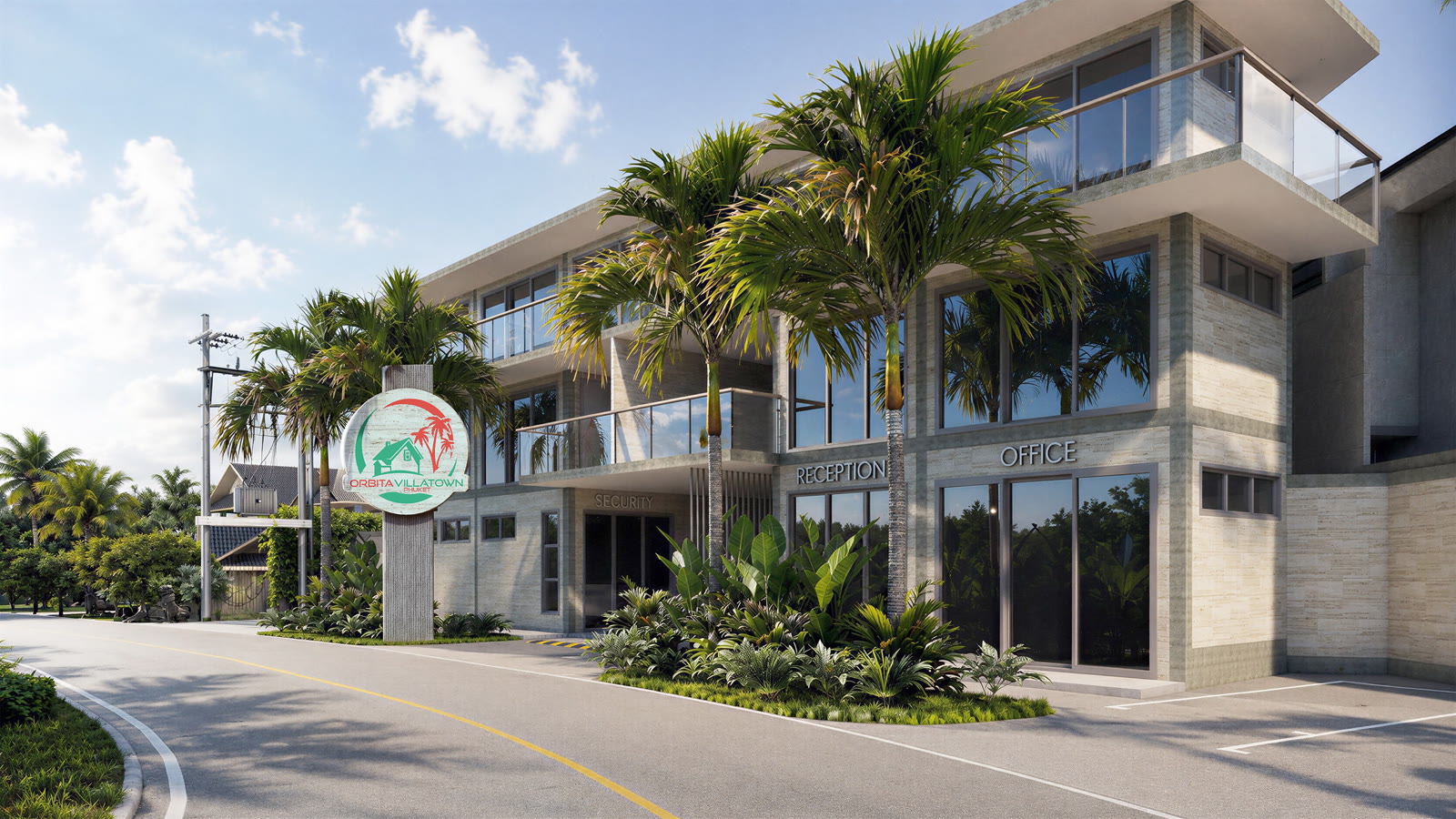 Entrance rendering for Orbita Villa-Town