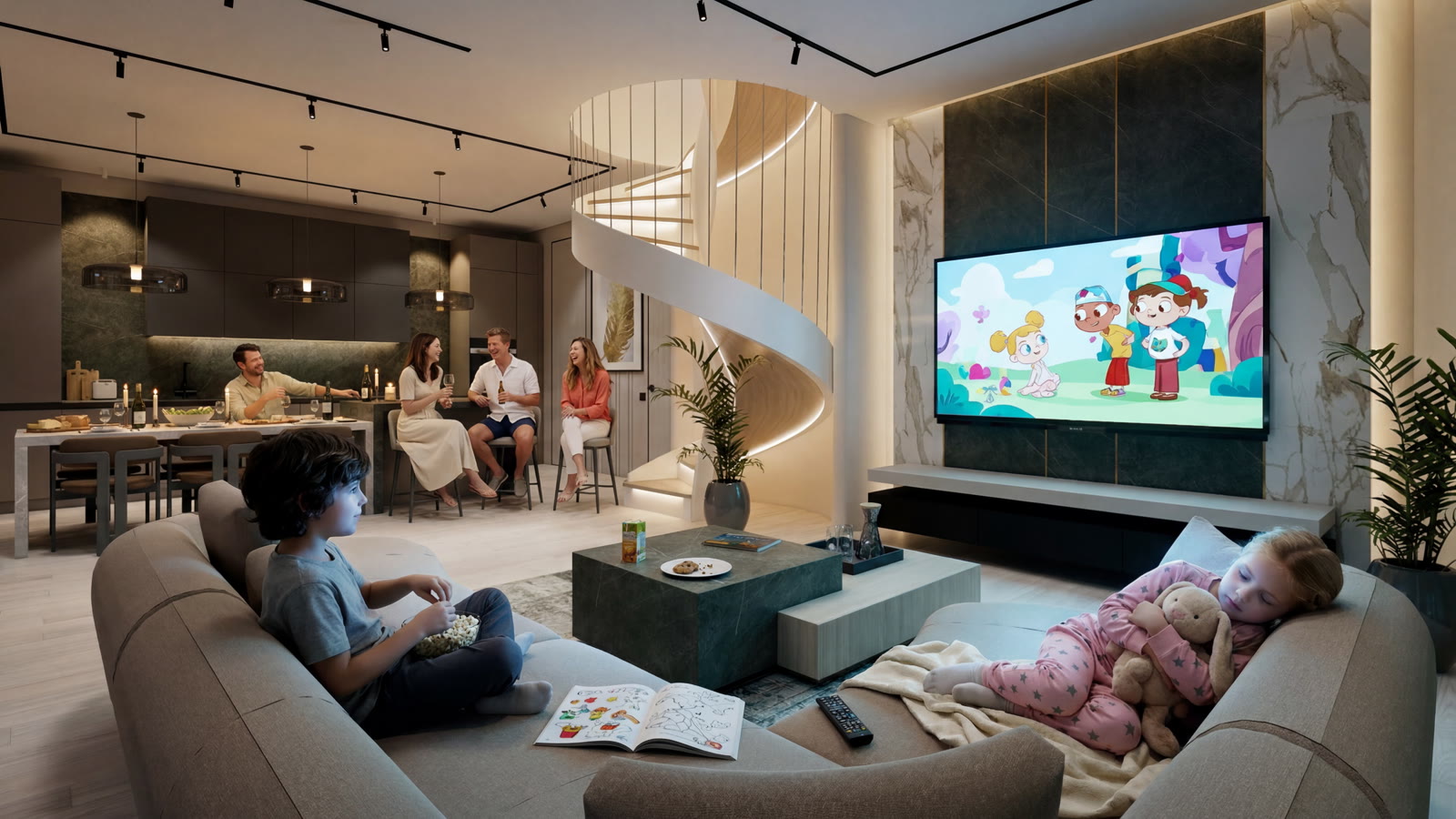 Living room rendering at Orbita Villa-Town
