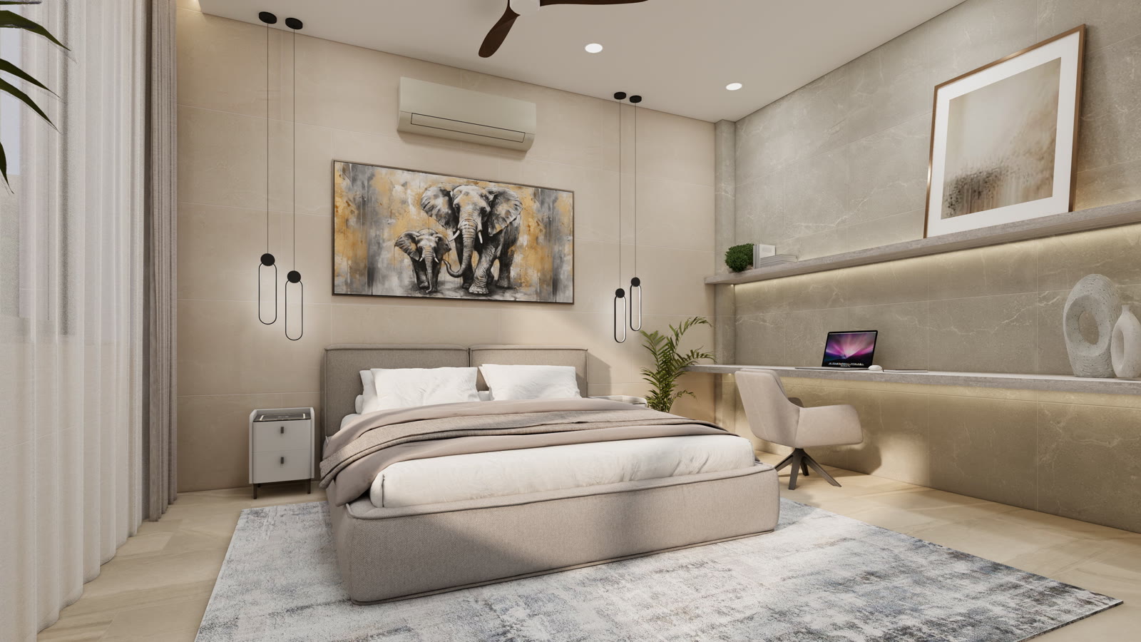 Master bedroom rendering at Orbita Villa-Town
